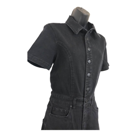 Jessica Simpson black denim button front short sleeve jeans jumpsuit size 5 new - Picture 10 of 17